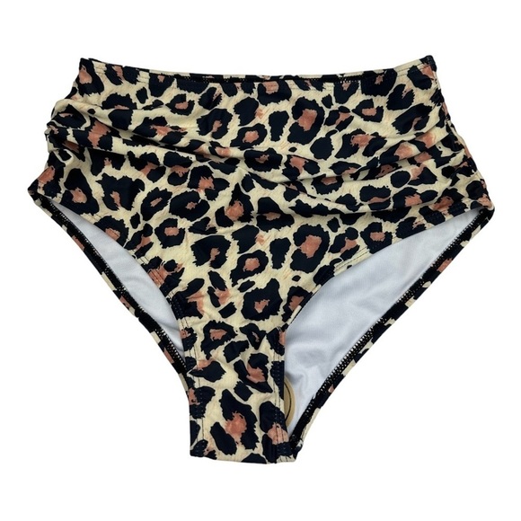 High Waisted Leopard Print Bikini Bottom Size S - Picture 2 of 6